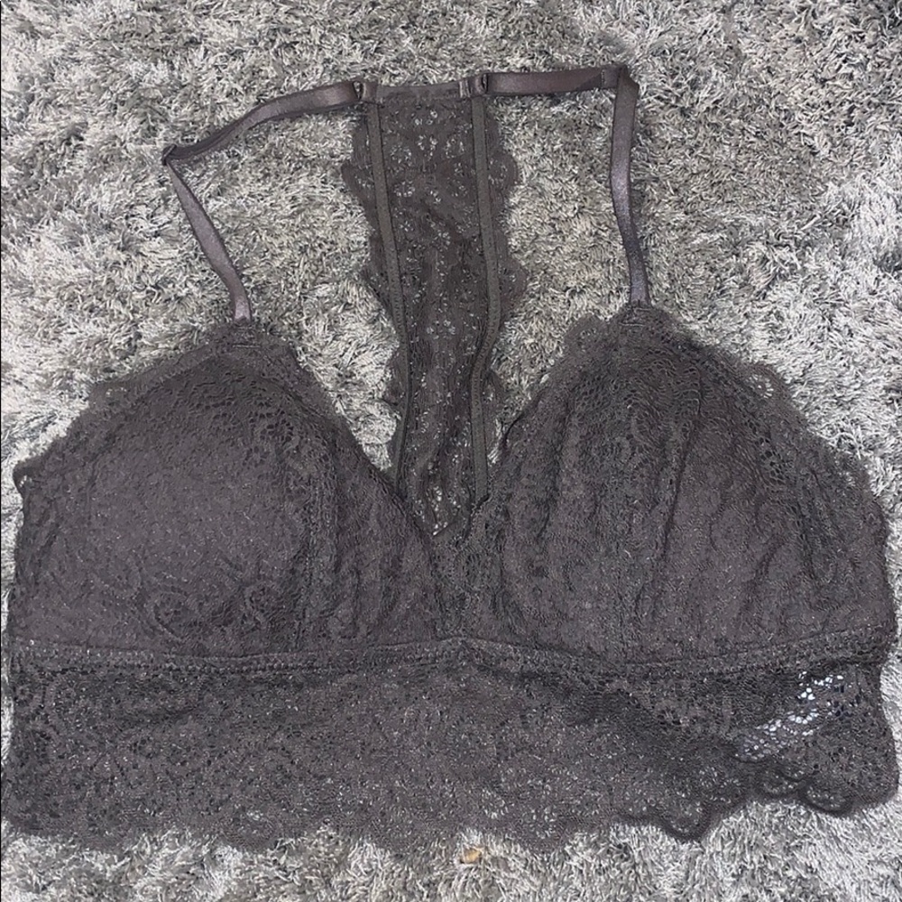 Aerie Womens Bralette Grey Lace